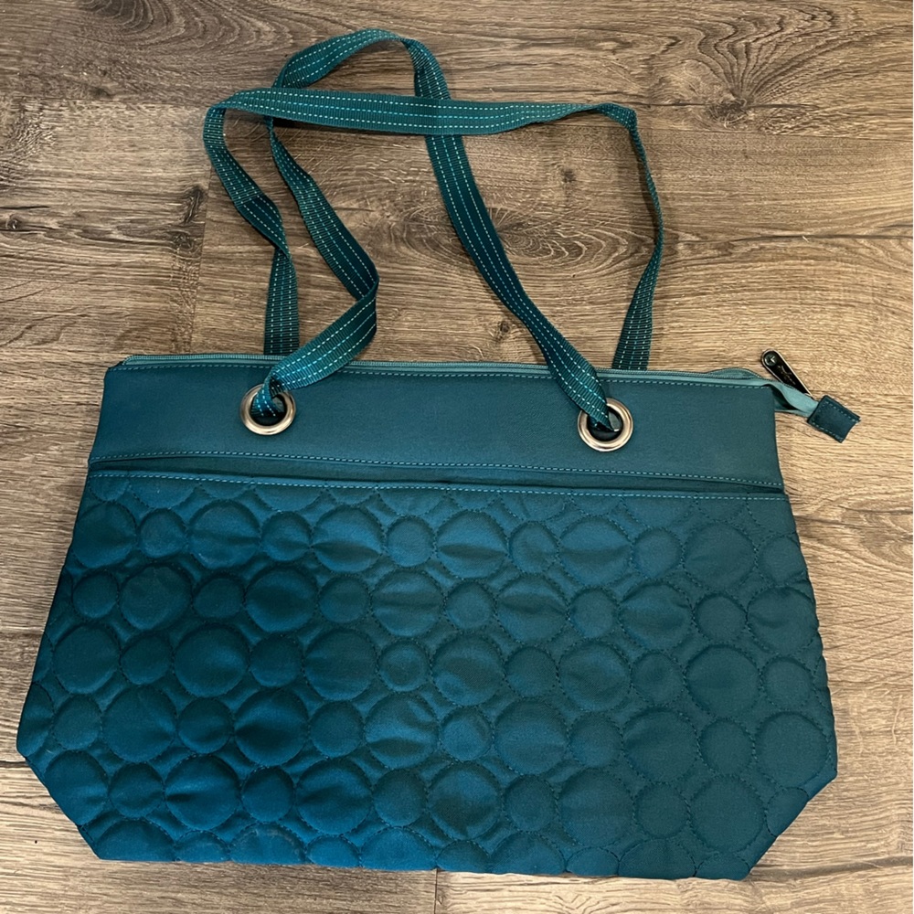 Thirty-one Vary You Versatile Jade quilted dots 2 way tote